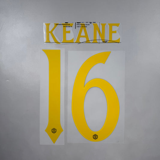 Official #16 Keane 25/26 Manchester United 3rd Name and Number set Club Font