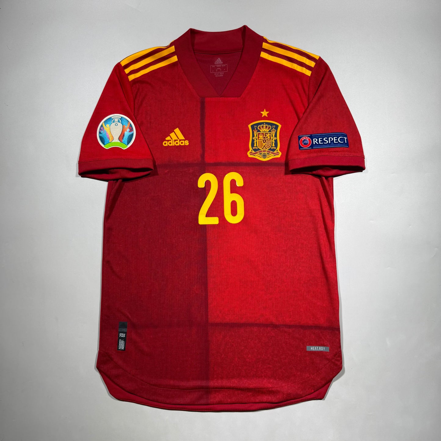 Official #26 Pedri 2020 Spain Home Authentic Shirt UEFA Euro 2020 Size S/M=JP:L