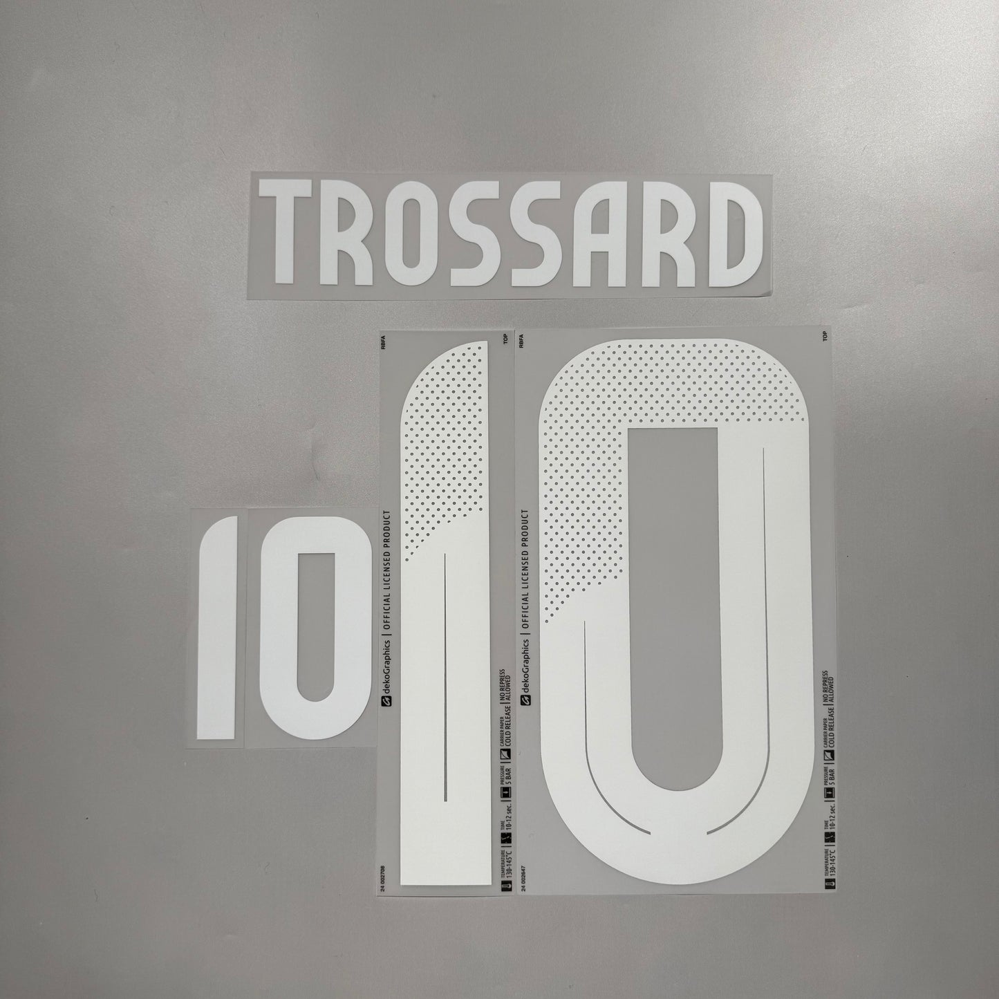 Official #10 Trossard 2024 Belgium Away Name and Number set