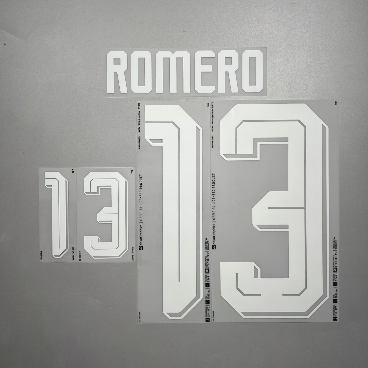 Official #13 Romero 2026 Argentina Away Name & Number set