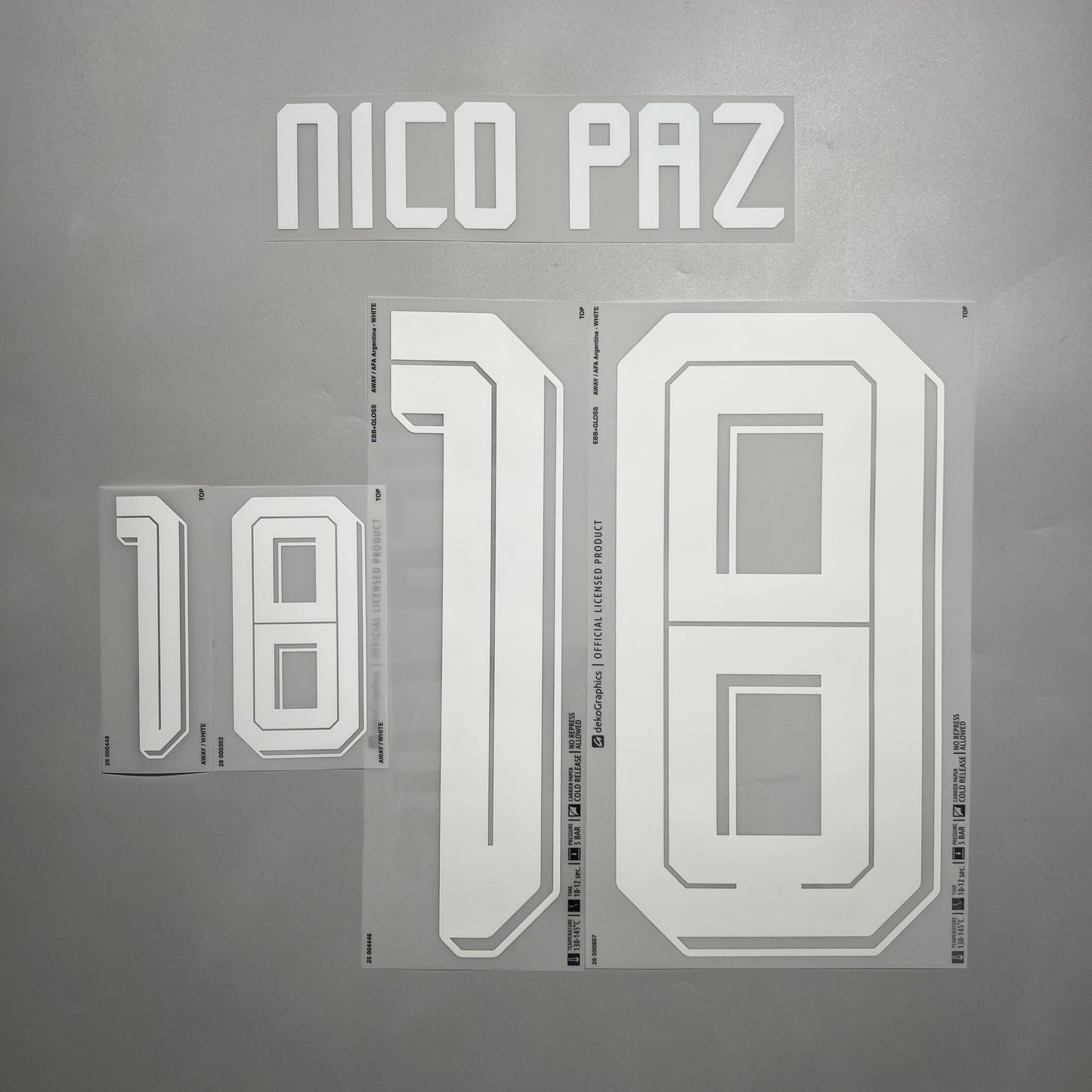 Official #18 Nico Paz 2026 Argentina Away Name & Number set