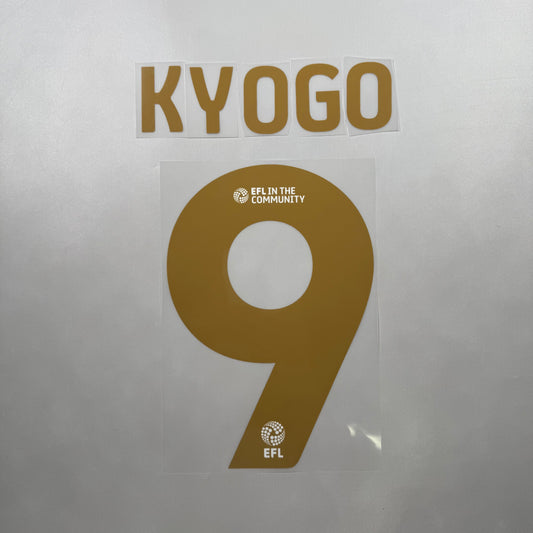 Official #9 Kyogo 25/26 Birmingham City FC Home Name and Number set ELF Font