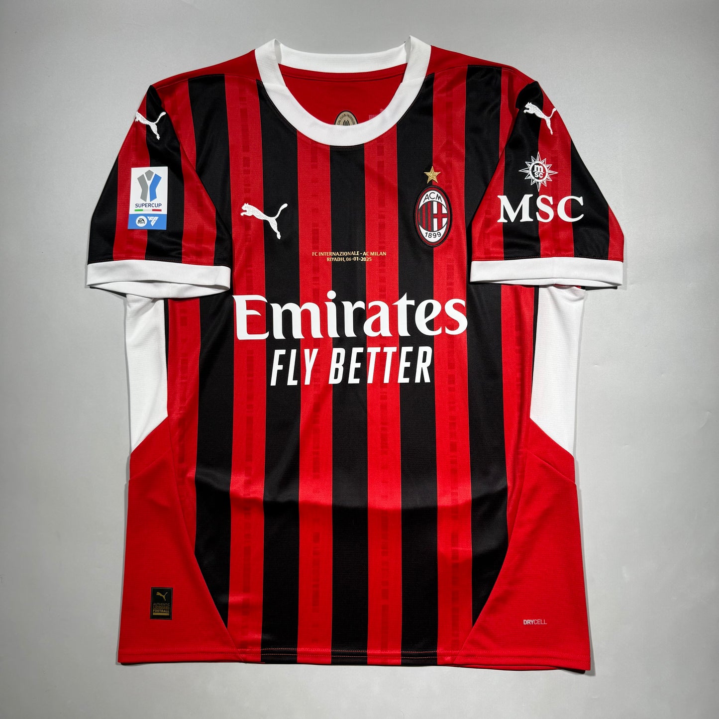Official #11 Pulisic 24/25 AC Milan Home Stadium Shirt Super Copa Final Size L