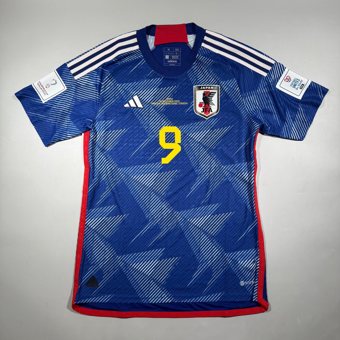 Official #9 Mitoma 2022 Japan Home Authentic Shirt Qatar World Cup Size M=JP:XL