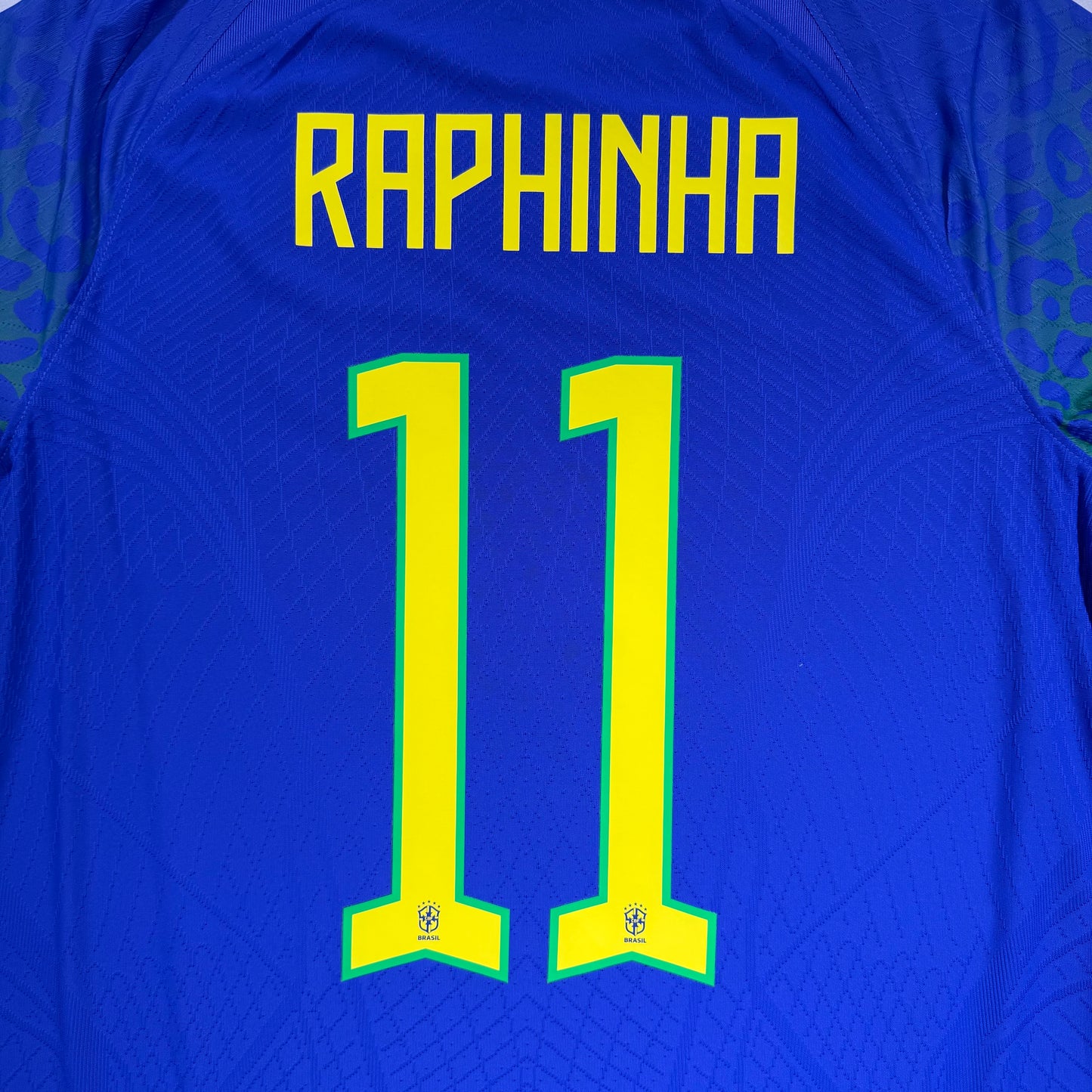 Official #11 Raphinha Brazil 2022 Away Authentic Shirt Qatar World Cup Size M