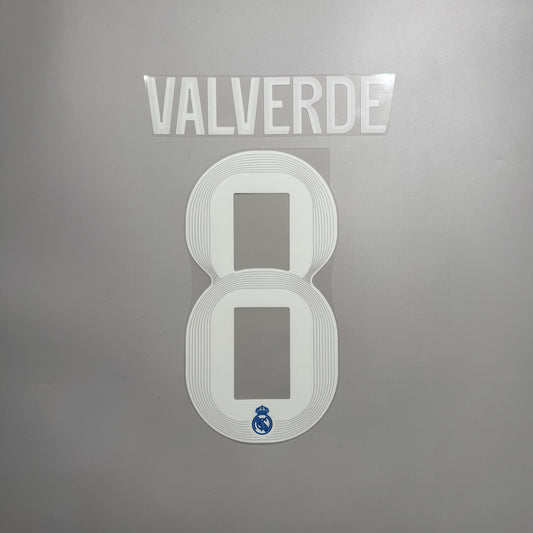 Official #8 Valverde 25/26 Real Madrid 3rd Name & Number set Club Font