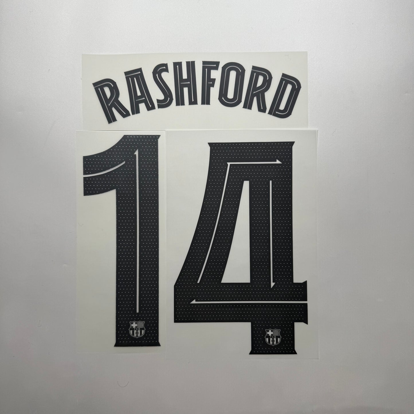 Official #14 Rashford 25/26 FC Barcelona Away Name & Number set Club Font