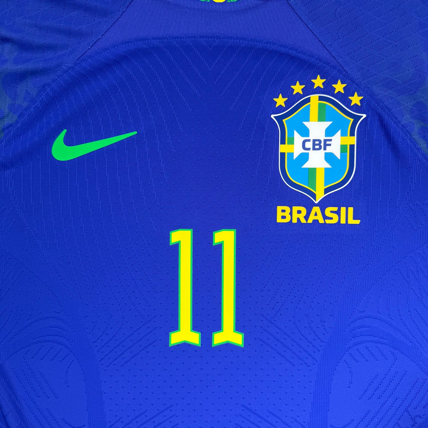Official #11 Raphinha Brazil 2022 Away Authentic Shirt Qatar World Cup Size M