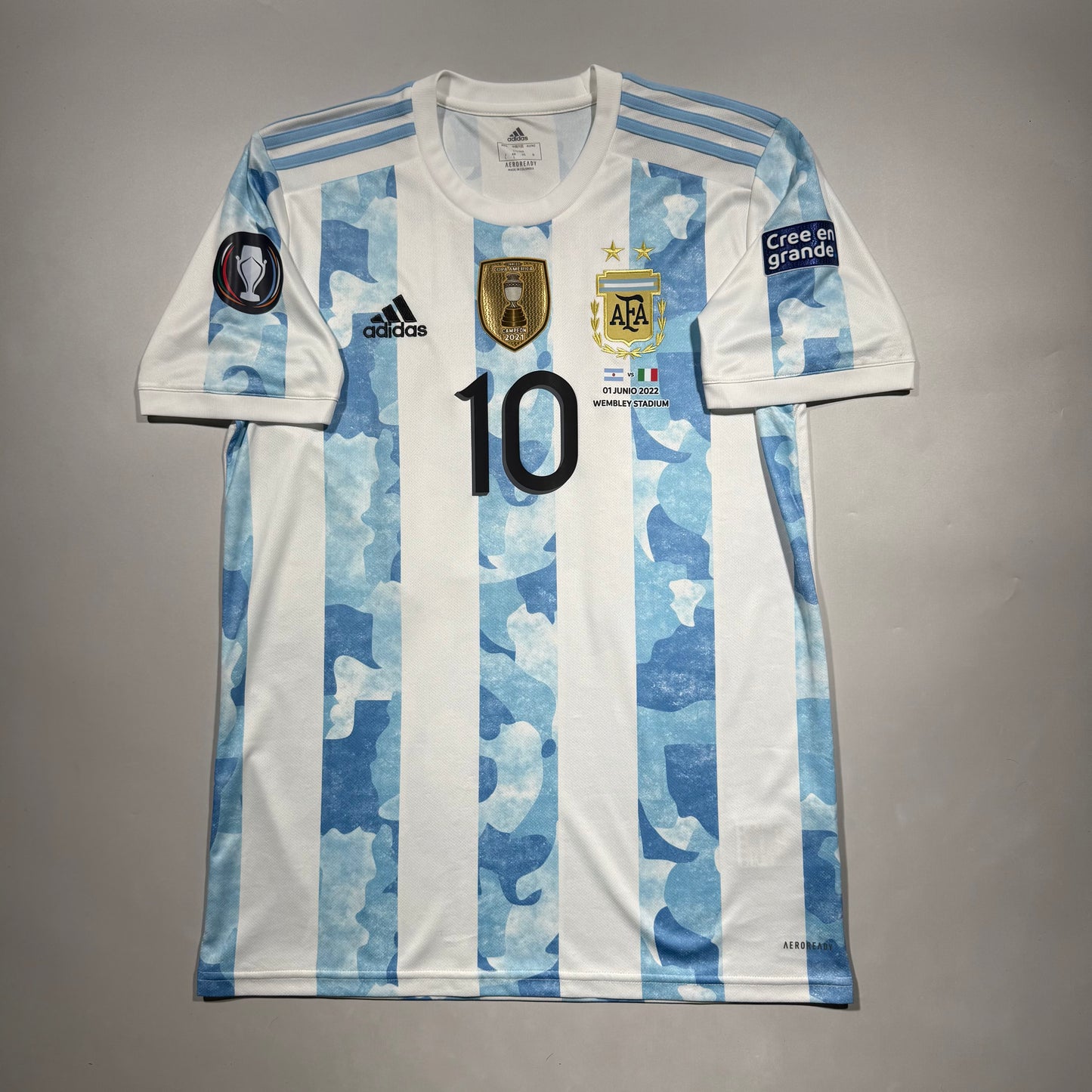Official #10 Messi 2021 Argentina Home Stadium Shirt Finallisima Size S/M=JP:L
