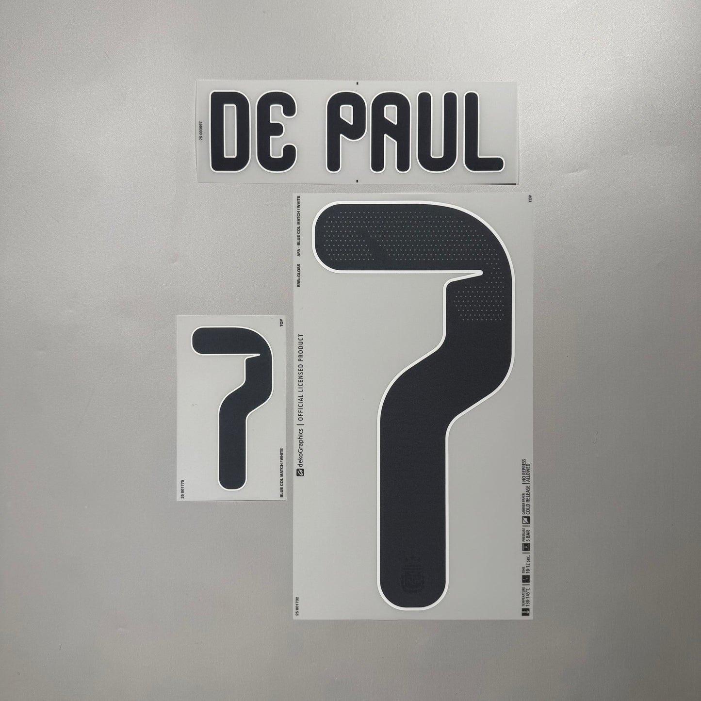 Official #7 De Paul 2026 Argentina Home Name & Number set