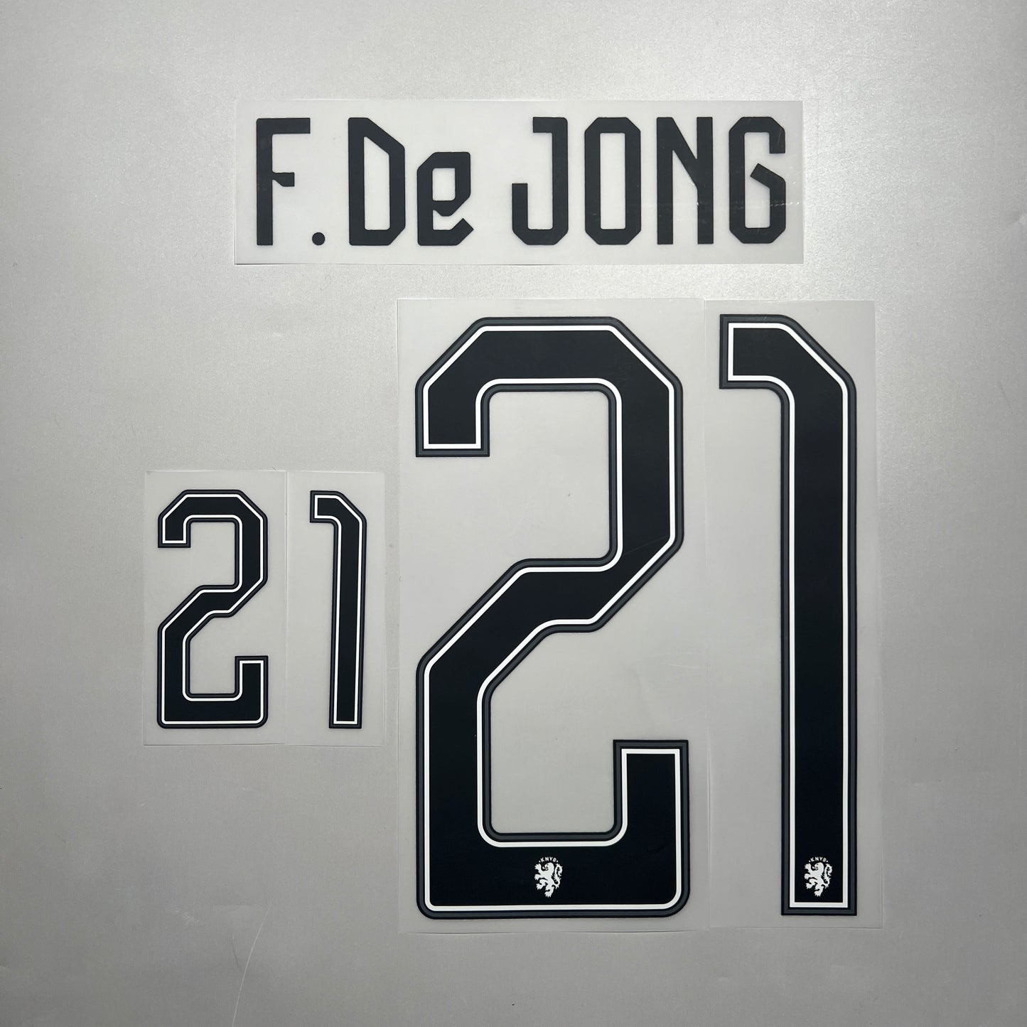 Official #21 F. De Jong 2026 Netherlands Away Name & Number set