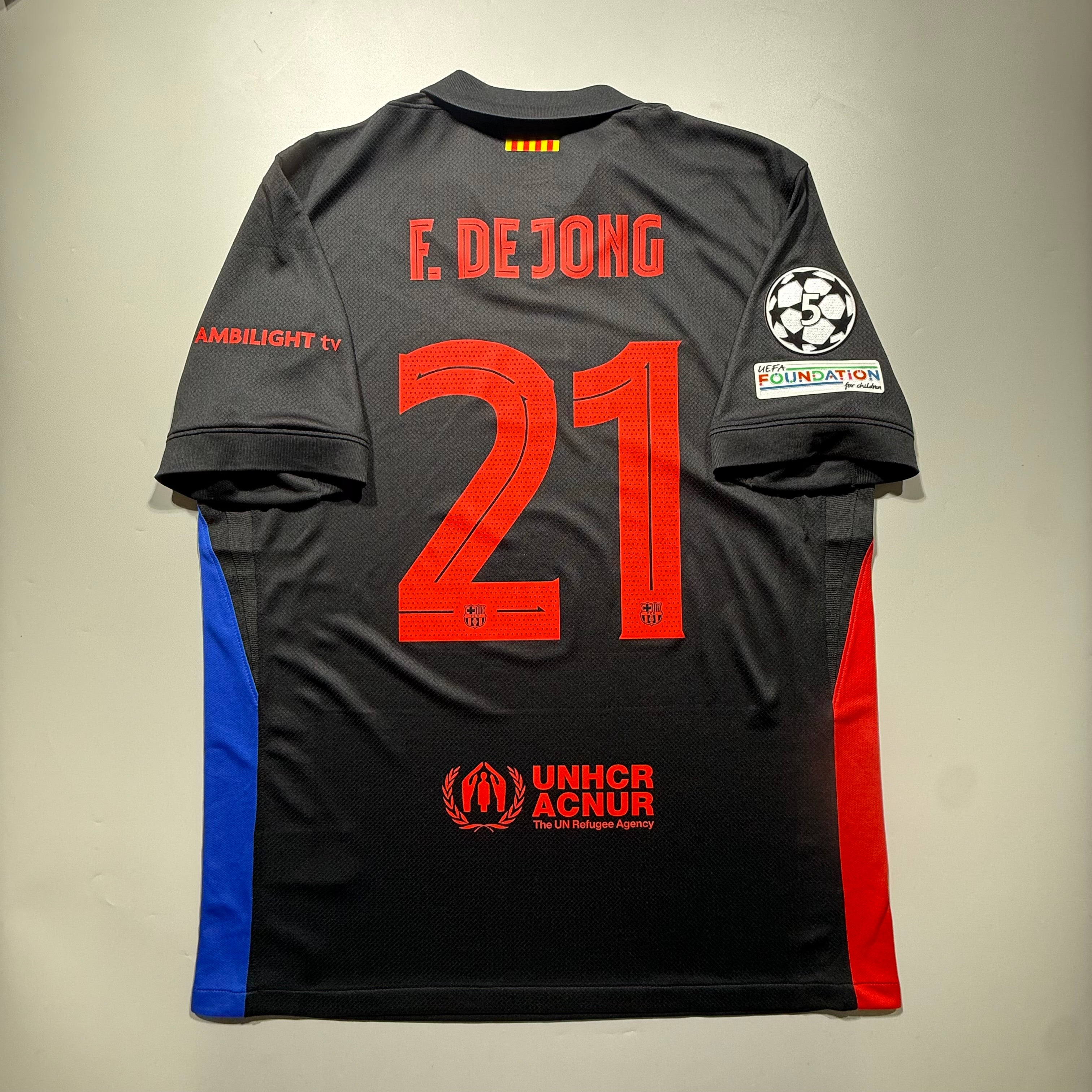 Official #21 F.De Jong 24/25 FC Barcelona Away Stadium Shirt UCL