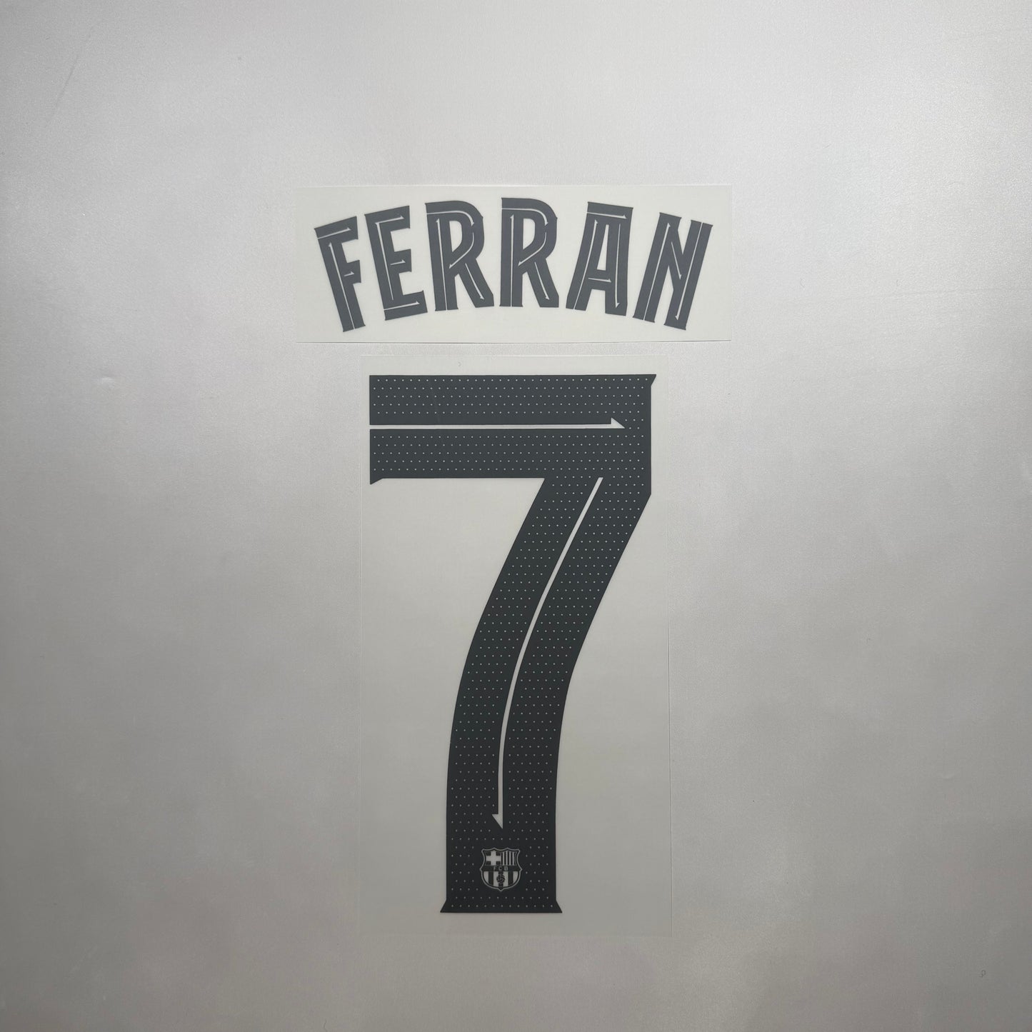 Official #7 Ferran 25/26 FC Barcelona Away Name and Number set Club Font