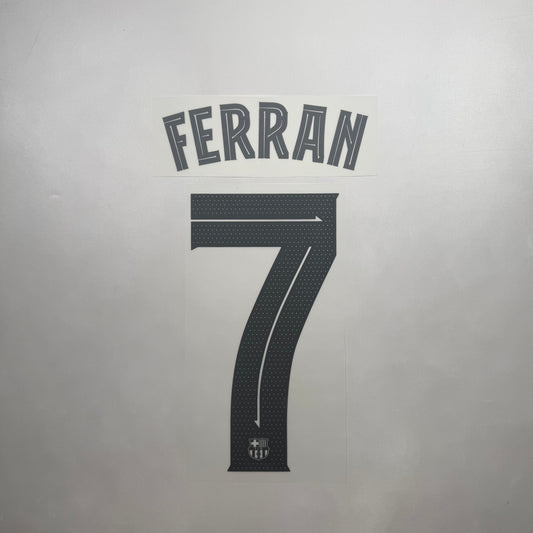 Official #7 Ferran 25/26 FC Barcelona Away Name and Number set Club Font