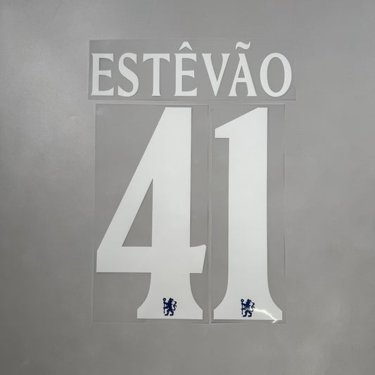 Official #41 Estevao 25/26 Chelsea Home Name and Number set Club Font