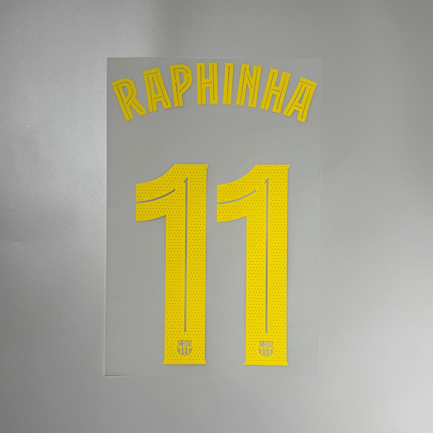 Pre-Order Official #11 Raphinha 25/26 FC Barcelona Home Name & Number set Club font