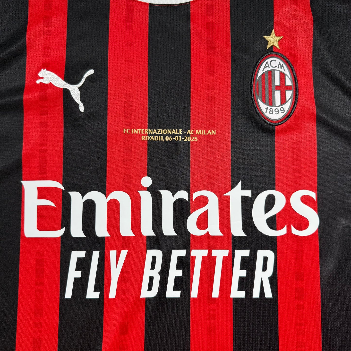 Official #11 Pulisic 24/25 AC Milan Home Stadium Shirt Super Copa Final Size L