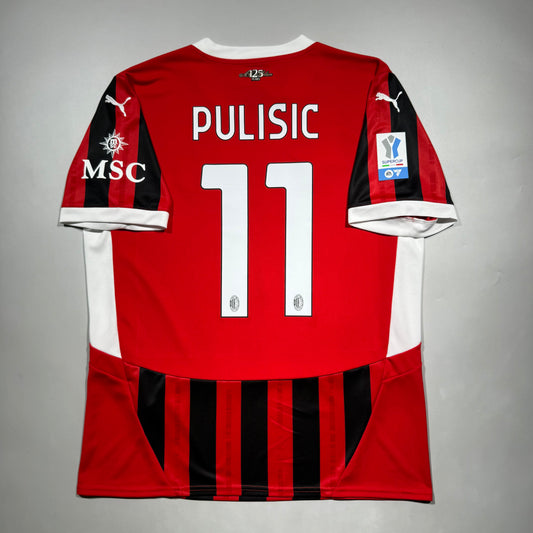 Official #11 Pulisic 24/25 AC Milan Home Stadium Shirt Super Copa Final Size L