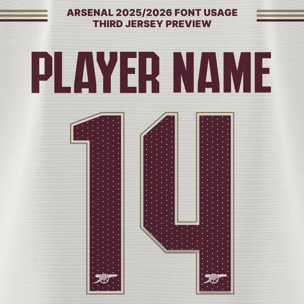 Official 2025/26 Arsenal 3rd club font