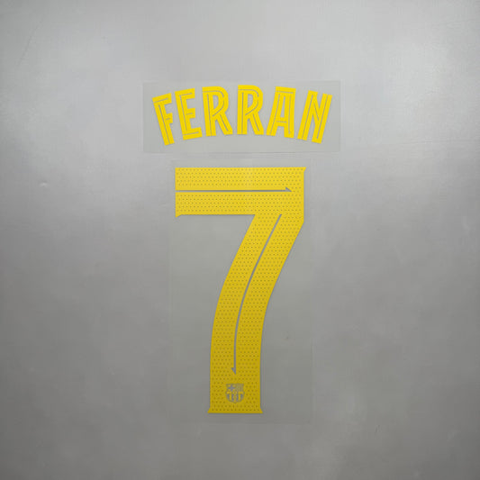 Official #7 Ferran 25/26 FC Barcelona Home Name and Number set Club Font