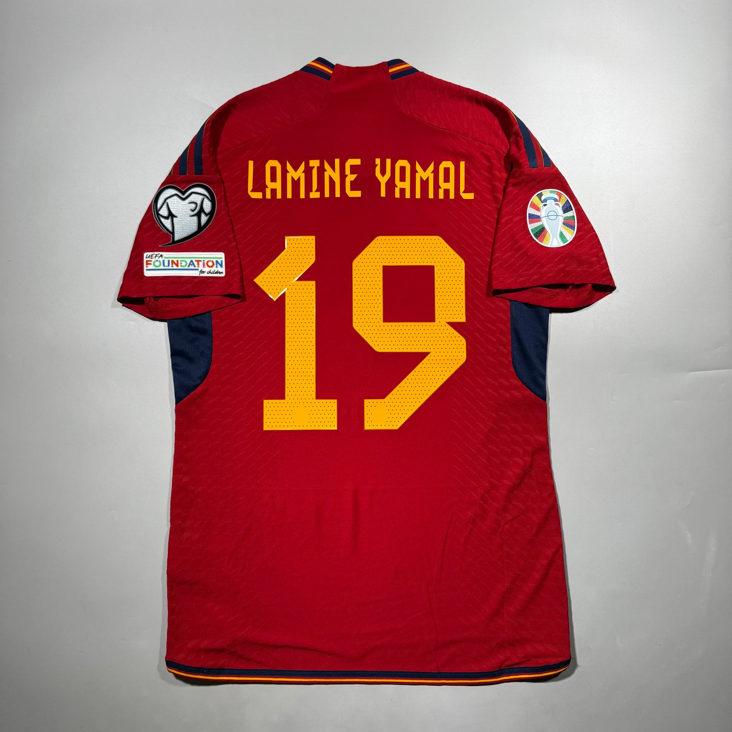 Official #19 Lamine Yamal 2022 Spain Home Authentic Shirt Size M=JP:XL