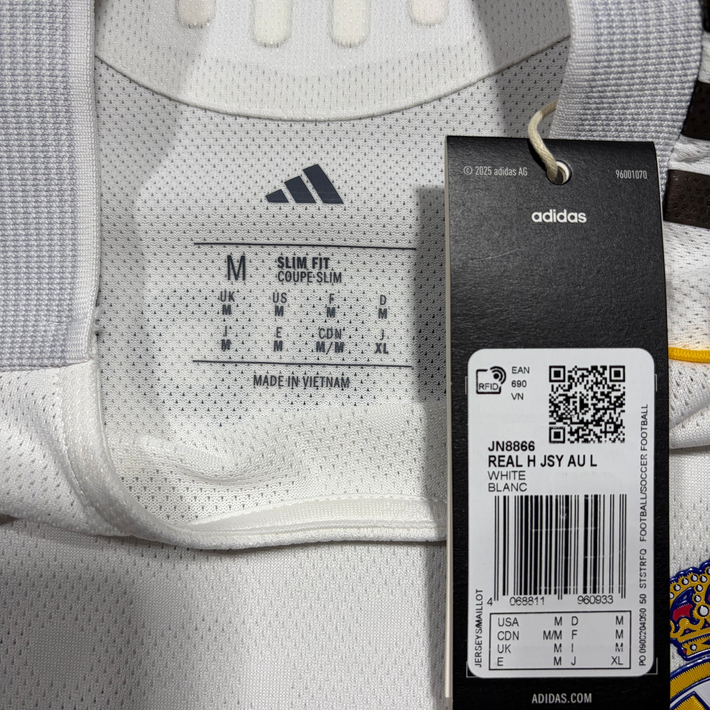Official #10 Mbappe 25/26 Real Madrid Home Authentic Shirt Long Sleeve  Size JP:XL