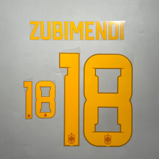 Official #18 Zubimendi 2026 Spain Home Name & Number set