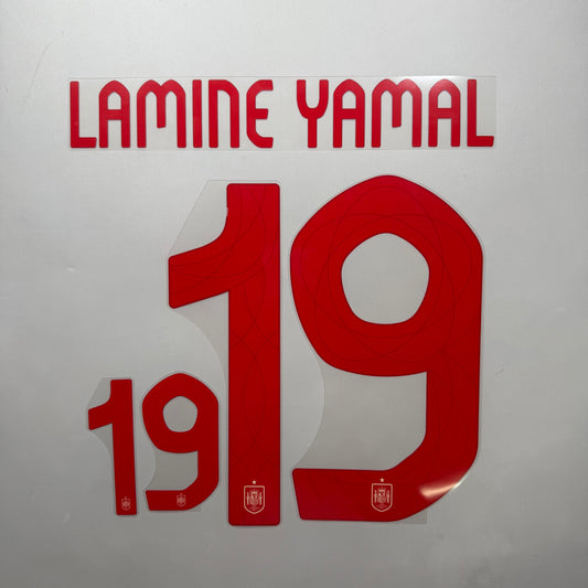 #19 Lamine Yamal 2024 Spain Away Name & Number set Official