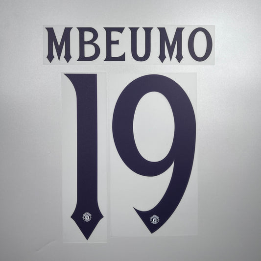 Official #19 Mbeumo 25/26 Manchester United Away Name & Number set Club Font