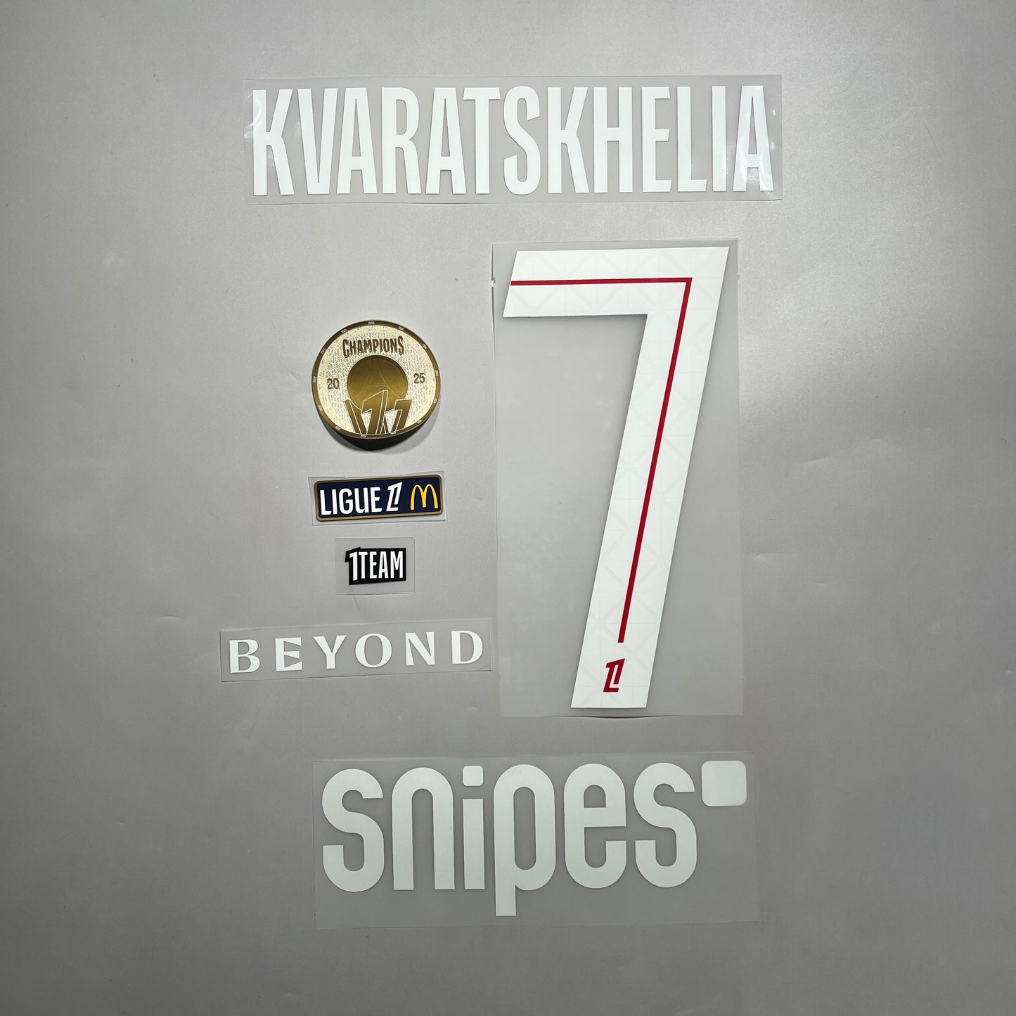 Official #7 Kvaratskhelia 25/26 Paris Saint-Germain Home Ligue 1 Font Full Patch set