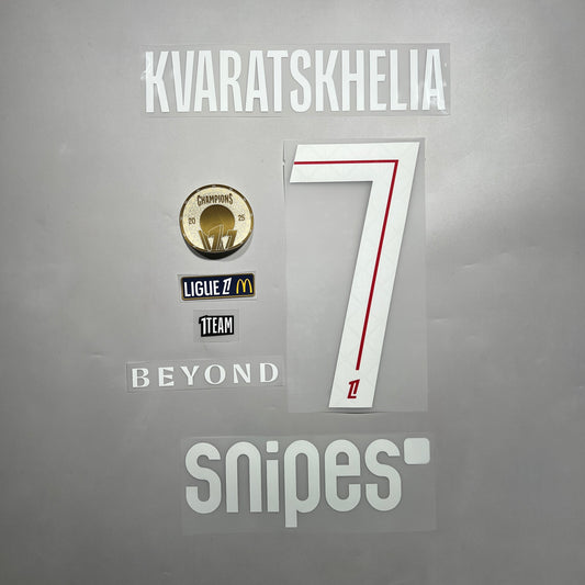 Official #7 Kvaratskhelia 25/26 Paris Saint-Germain Home Ligue 1 Font Full Patch set
