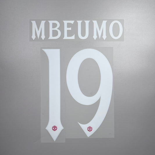 Official #19 Mbeumo 25/26 Manchester United Home Name & Number set Club Font