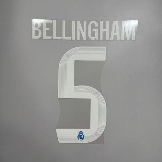 #5 Bellingham 25/26 Real Madrid 3rd Name & Number set Club Font