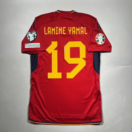 Official #19 Lamine Yamal 2022 Spain Home Stadium Shirt UEFA Euro 2024 European Qualifier Size M(JP:XL)