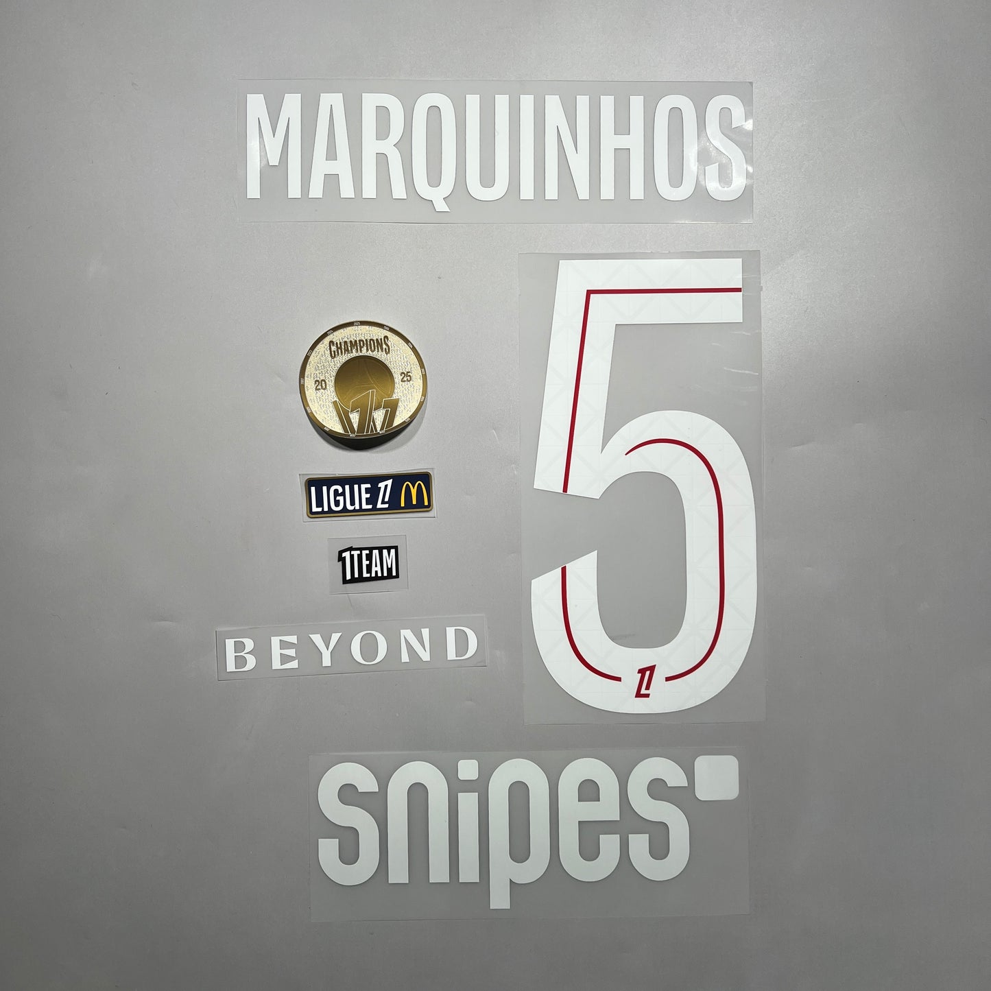 Official #5 Marquinhos 25/26 Paris Saint-Germain Home Ligue1 Font Full Patch set