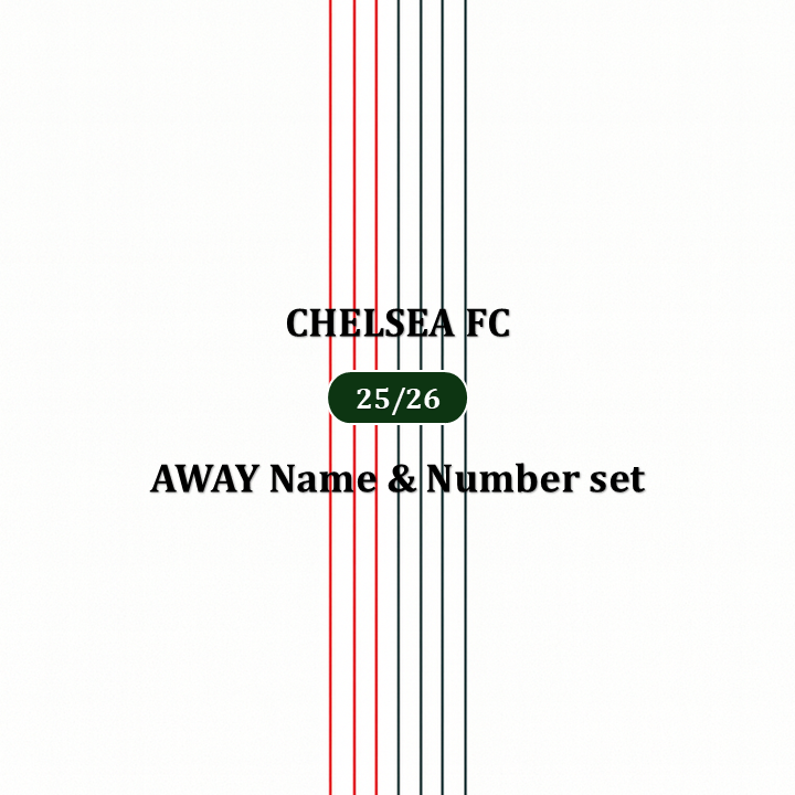 Official 25/26 Chelsea Away English Premier League Name & Number set