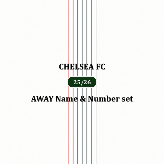 Official 25/26 Chelsea Away English Premier League Name & Number set