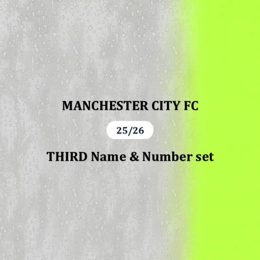 Official 25/26 Manchester City 3rd English Premier League Name & Number set