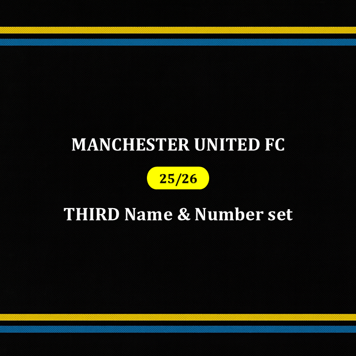Official 25/26 Manchester United 3rd English Premier League Name and Number set