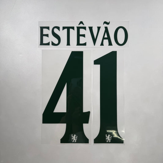 Official #41 Estevao 25/26 Chelsea Away Name and Number set Club Font