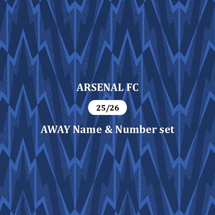 25/26 Arsenal Away Name & Number set English Premier League Font
