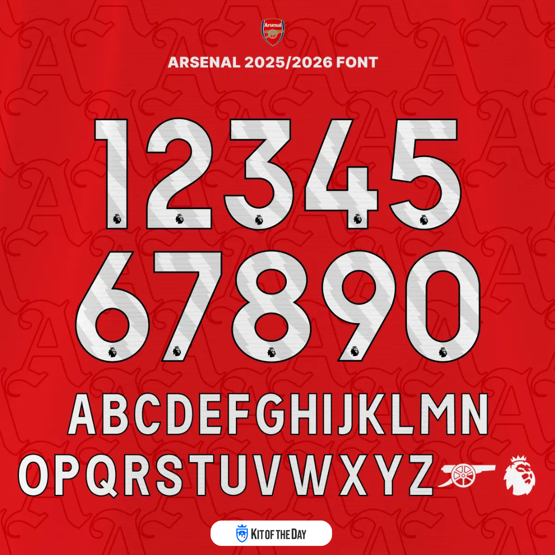 Official 2025/26 Arsenal Premier League Font