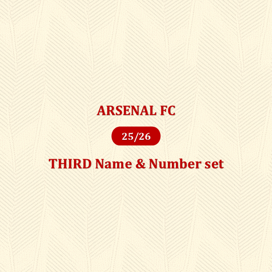 Official 25/26 Arsenal FC 3rd English Premier League Name & Number set