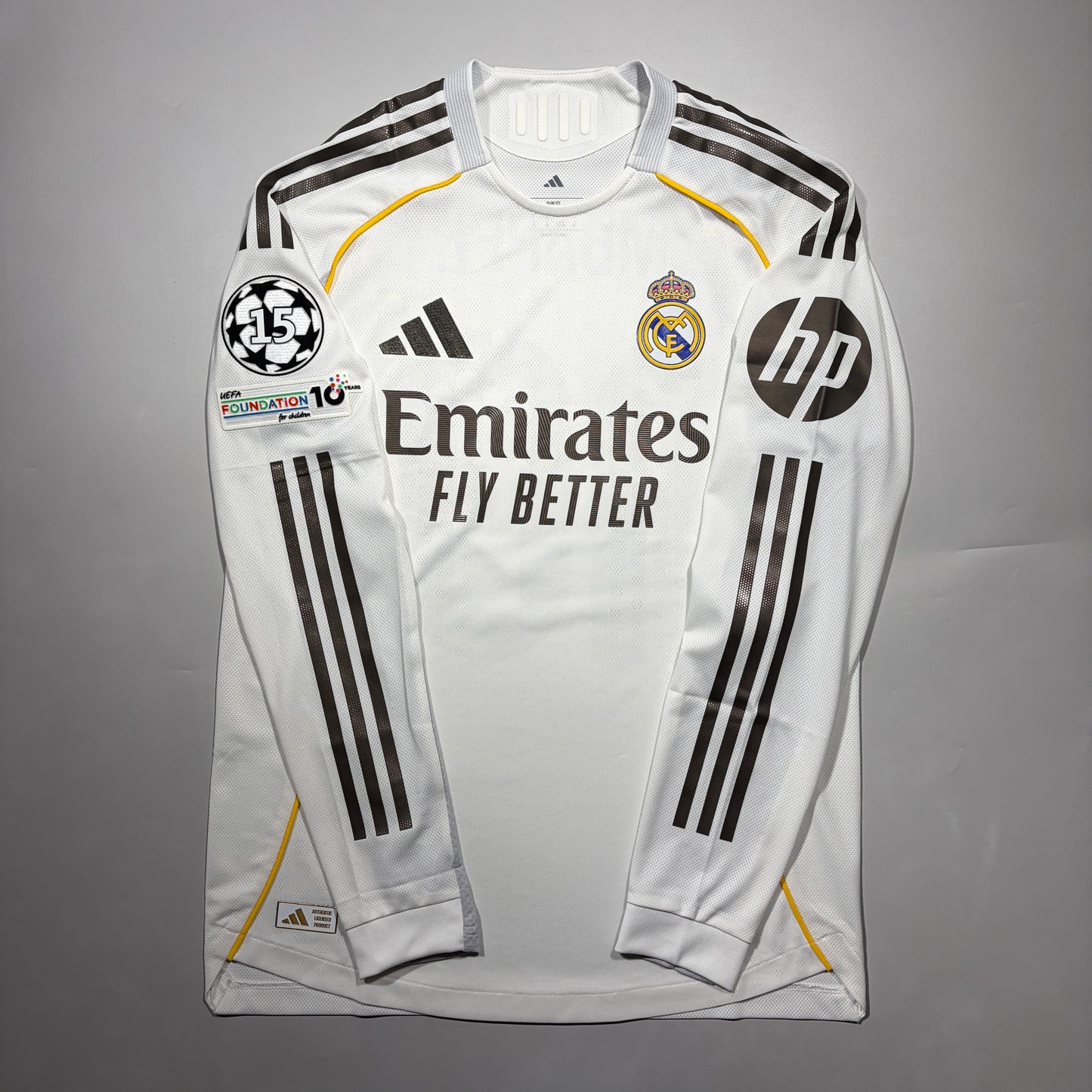 Official #10 Mbappe 25/26 Real Madrid Home Authentic Shirt Long Sleeve  Size JP:XL