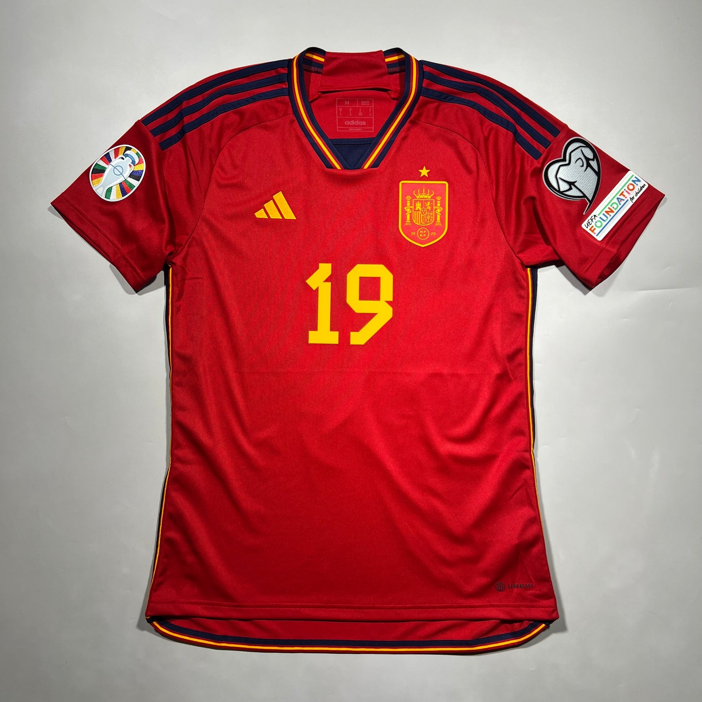 Official #19 Lamine Yamal 2022 Spain Home Stadium Shirt UEFA Euro 2024 European Qualifier Size M(JP:XL)