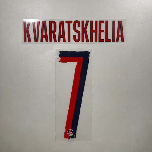 Official #7 Kvaratskhelia 25/26 Paris Saint-Germant （PSG）Away Name & Number set Club Font