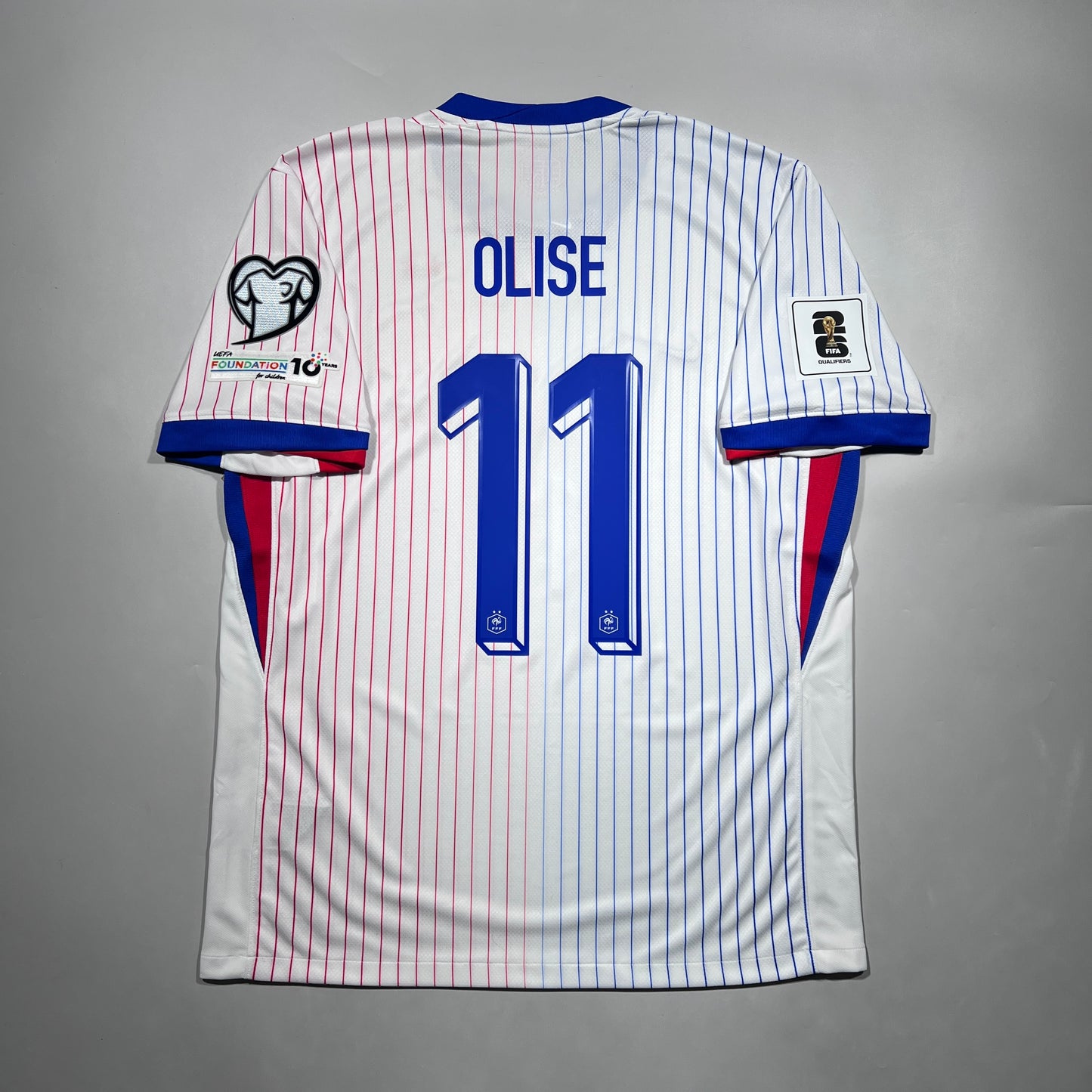 Official #11 Olise 2024 France Away Stadium Shirt FIFA World Cup 2026 European Qualifiers Patch Size L