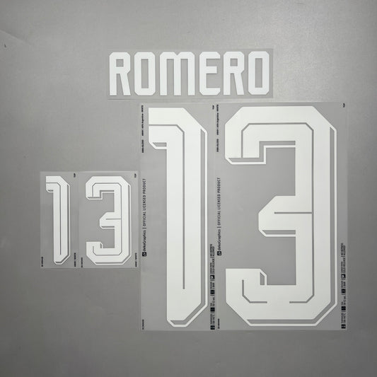 Official #13 Romero 2026 Argentina Away Name & Number set