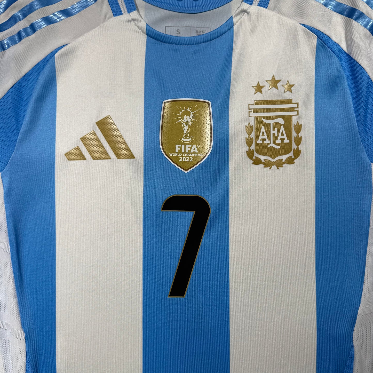 Official #7 De Paul 2024 Argentina Home Authentic Shirt 2026 FIFA World Cup Qualifier Patch Size S（JP:M）