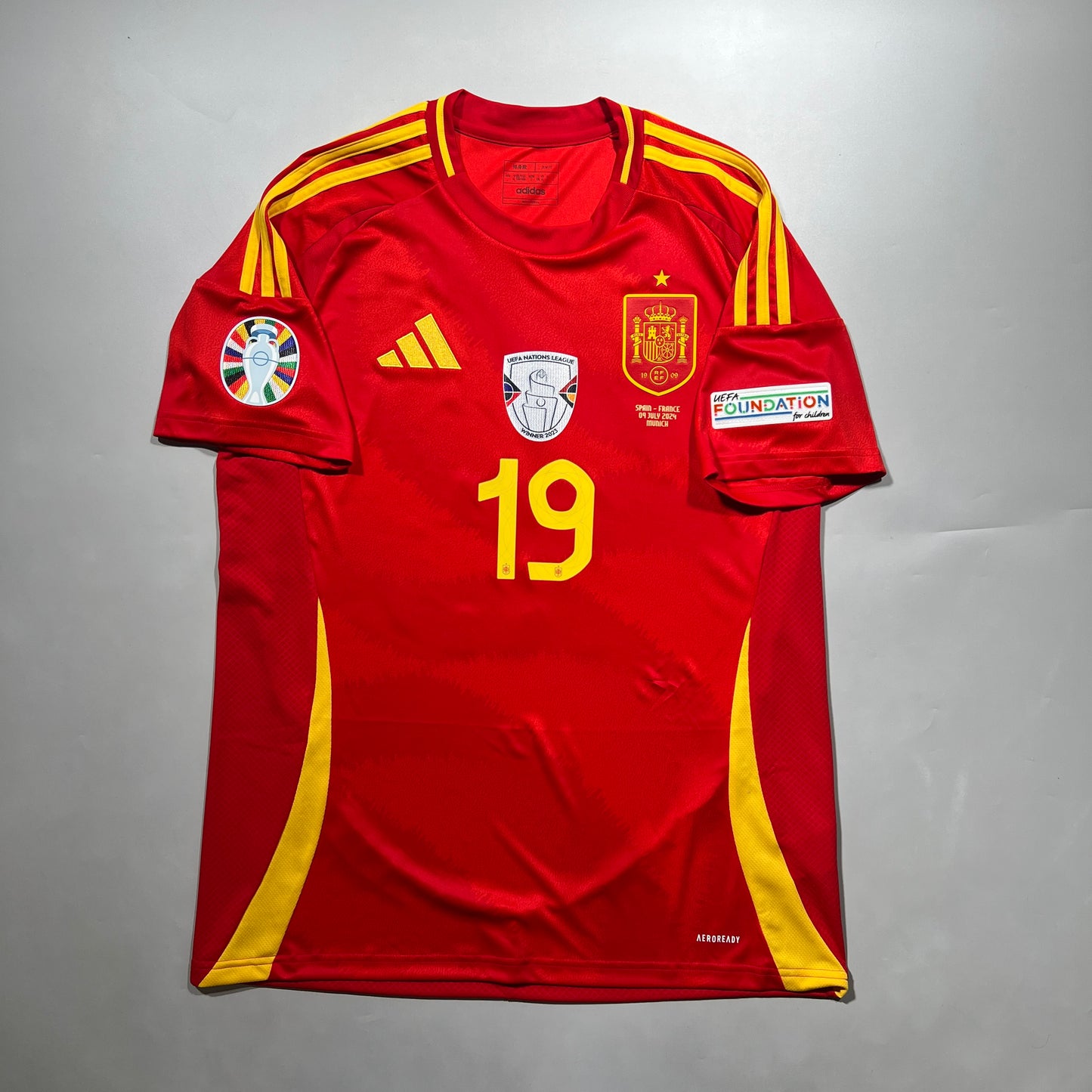 Official #19 Lamine Yamal 2024 Spain Home Stadium Shirt EURO2024 vs France Size JP:2XL